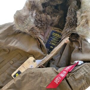 Alpha Industries N-3B W3X Parka Barnstormer Brown S Waxed Ripstop Faux Fur Hood